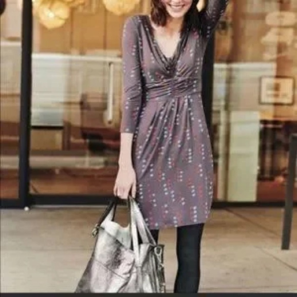 Boden Marion gathered band tunic dress in Trailing Dots pattern US 8 Petite